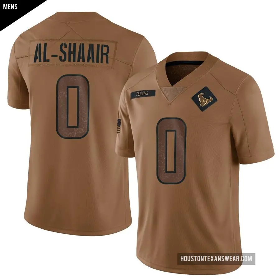 Men's Houston Texans ＃0 Azeez Al-Shaair Brown Limited 2023 Salute To Service Jersey