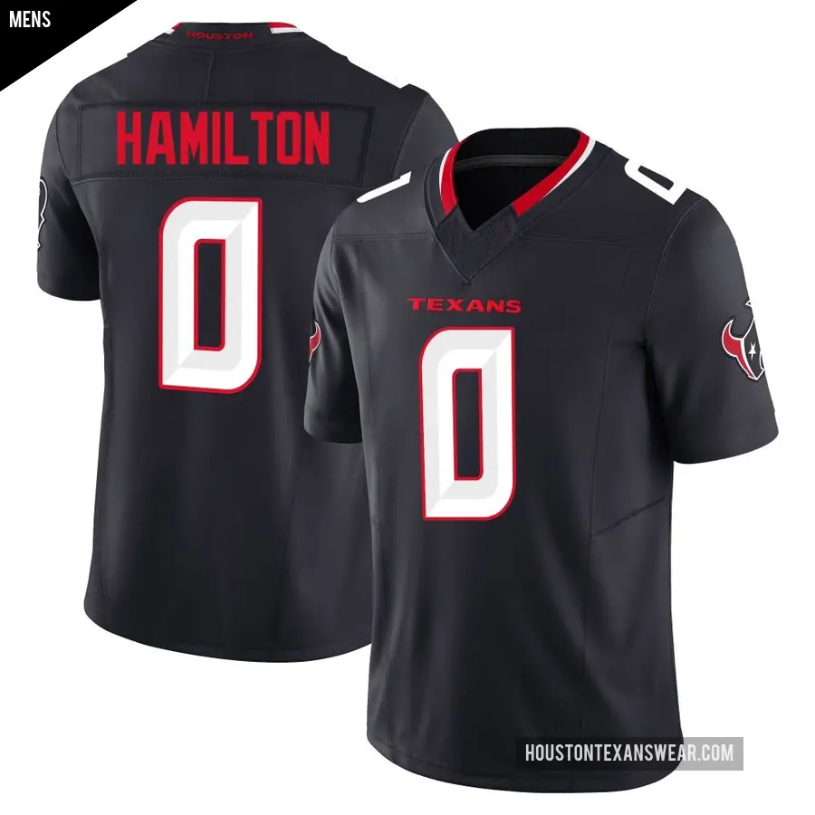 Men's Houston Texans ＃0 Kyonte Hamilton Navy Limited Alternate Vapor F.U.S.E. Jersey