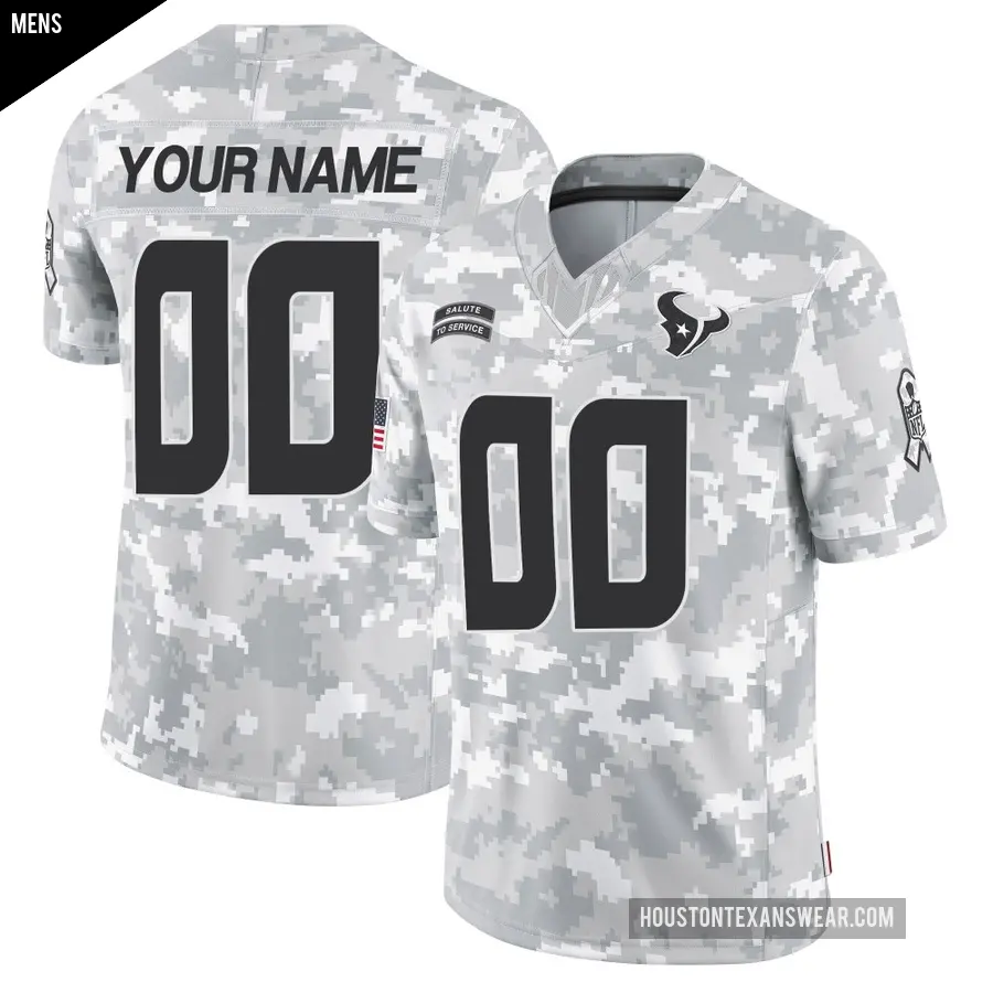 Men's Houston Texans ＃00 Custom Arctic Camo Limited 2024 Salute to Service Jersey