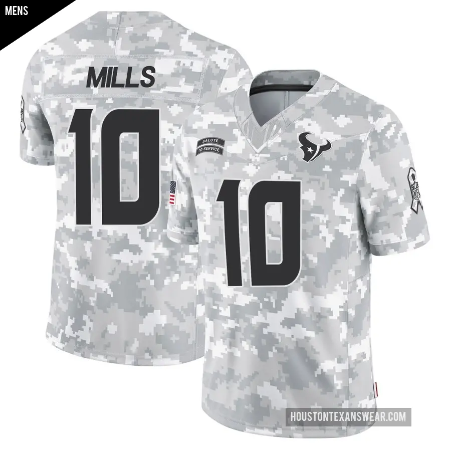 Men's Houston Texans ＃10 Davis Mills Arctic Camo Limited 2024 Salute to Service Jersey