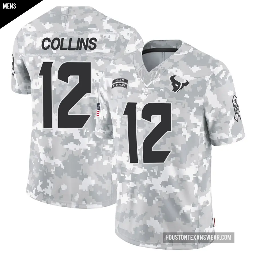 Men's Houston Texans ＃12 Nico Collins Arctic Camo Limited 2024 Salute to Service Jersey