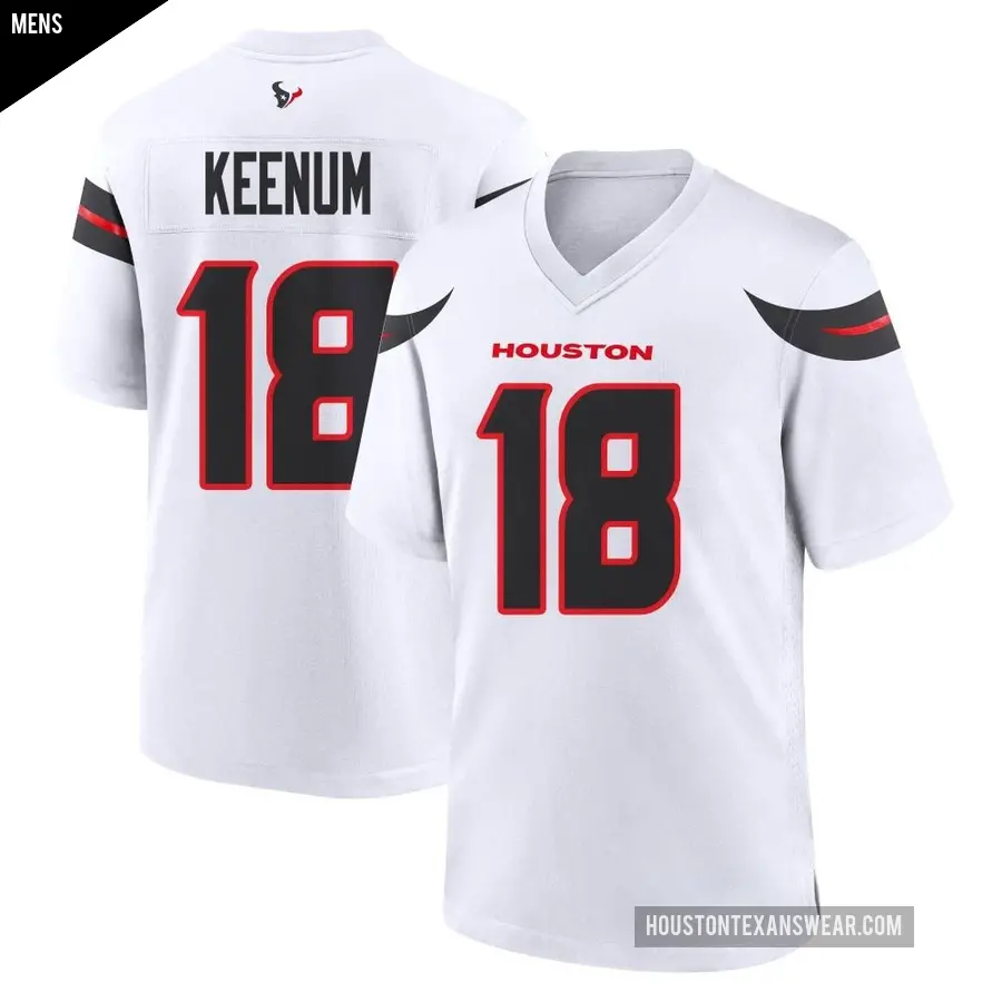 Men&#039;s Houston Texans &#65283;18 Case Keenum White Game Jersey