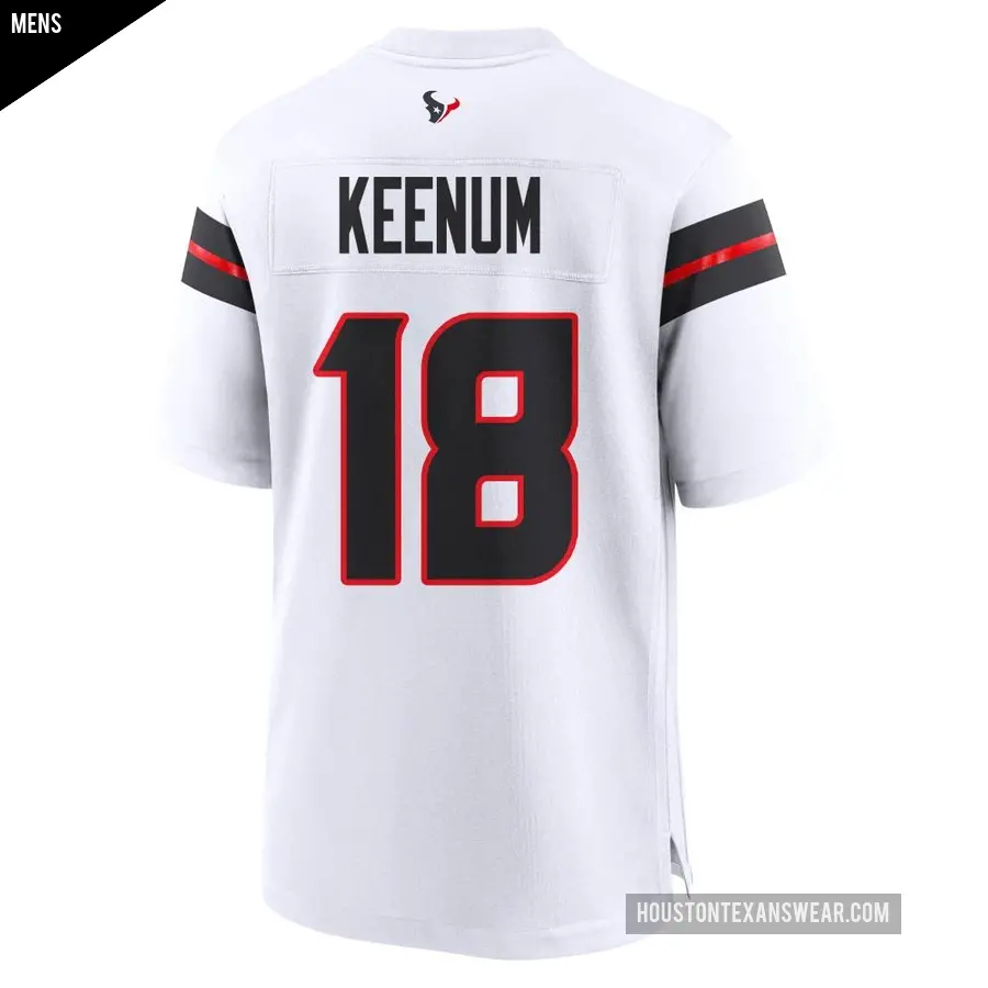 Men&#039;s Houston Texans &#65283;18 Case Keenum White Game Jersey