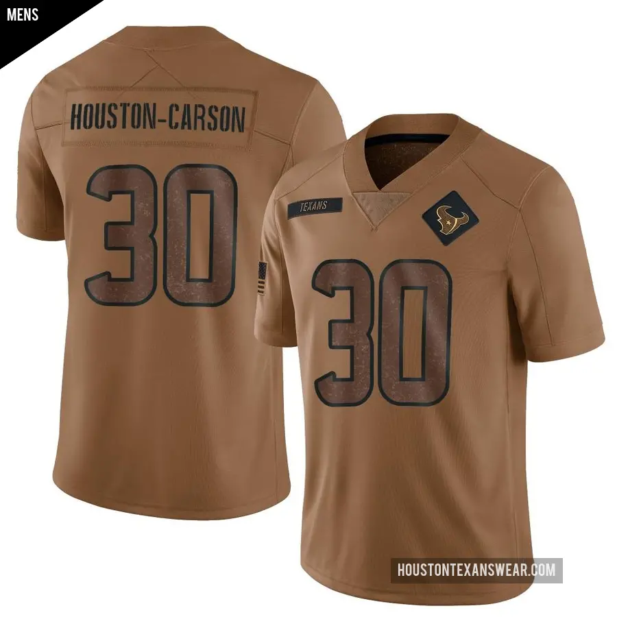 Men&#039;s Houston Texans &#65283;30 DeAndre Houston-Carson Brown Limited DeAndre -Carson 2023 Salute To Service Jersey