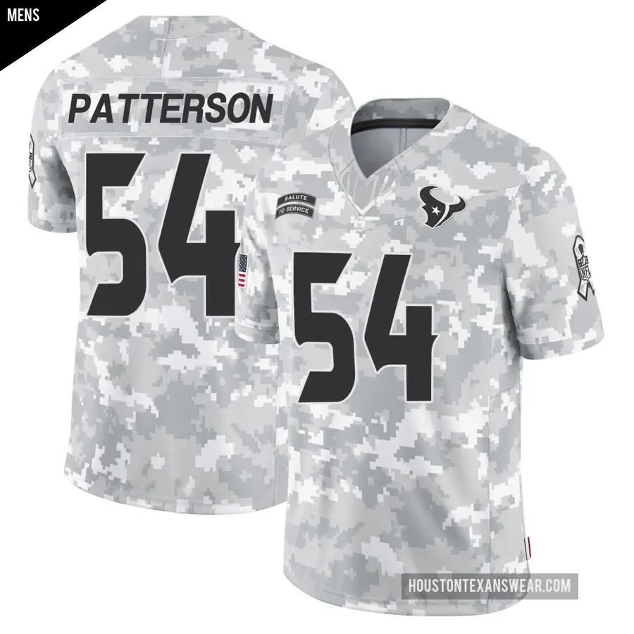Men's Houston Texans ＃54 Jarrett Patterson Arctic Camo Limited 2024 Salute to Service Jersey