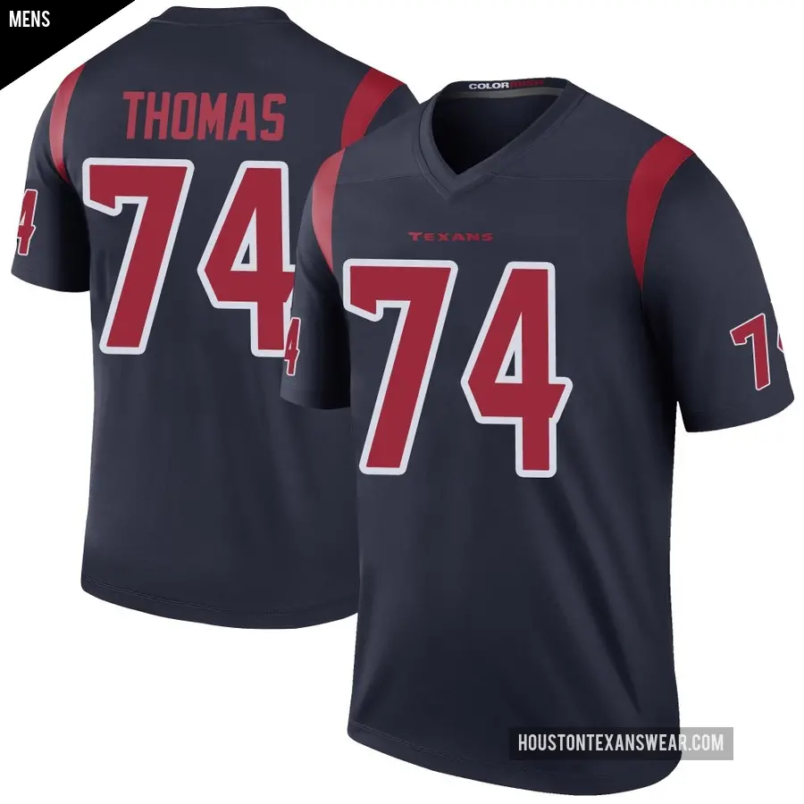 Men&#039;s Houston Texans &#65283;74 Zach Thomas Navy Legend Color Rush Jersey