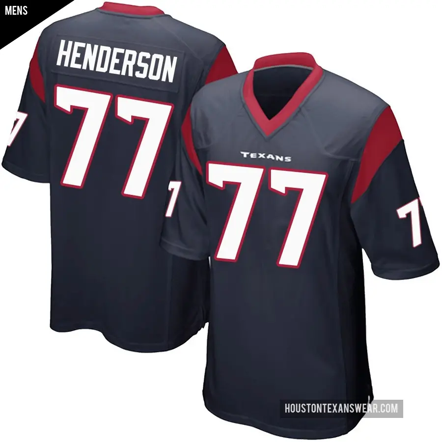 Men&#039;s Houston Texans &#65283;77 LaDarius Henderson Navy Blue Game Team Color Jersey