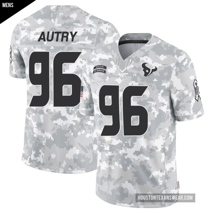 Men's Houston Texans ＃96 Denico Autry Arctic Camo Limited 2024 Salute to Service Jersey