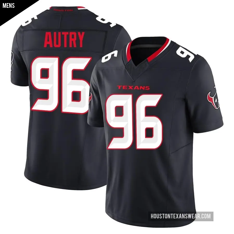 Men's Houston Texans ＃96 Denico Autry Navy Limited Alternate Vapor F.U.S.E. Jersey