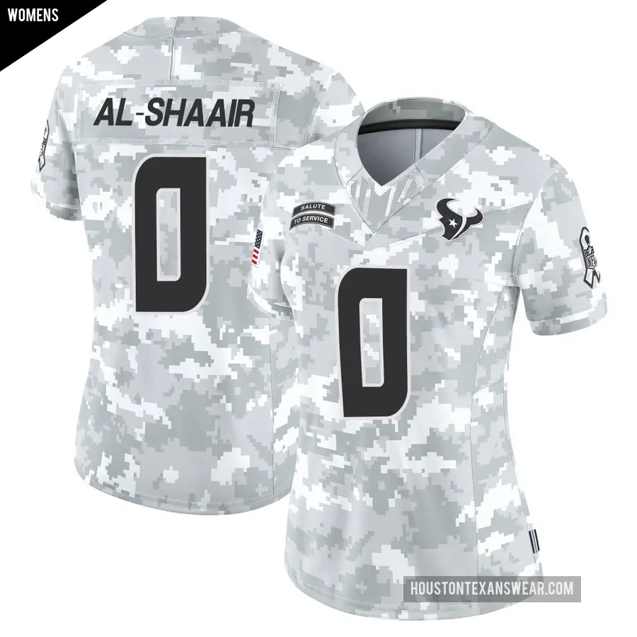 Women's Houston Texans ＃0 Azeez Al-Shaair Arctic Camo Limited 2024 Salute to Service Jersey