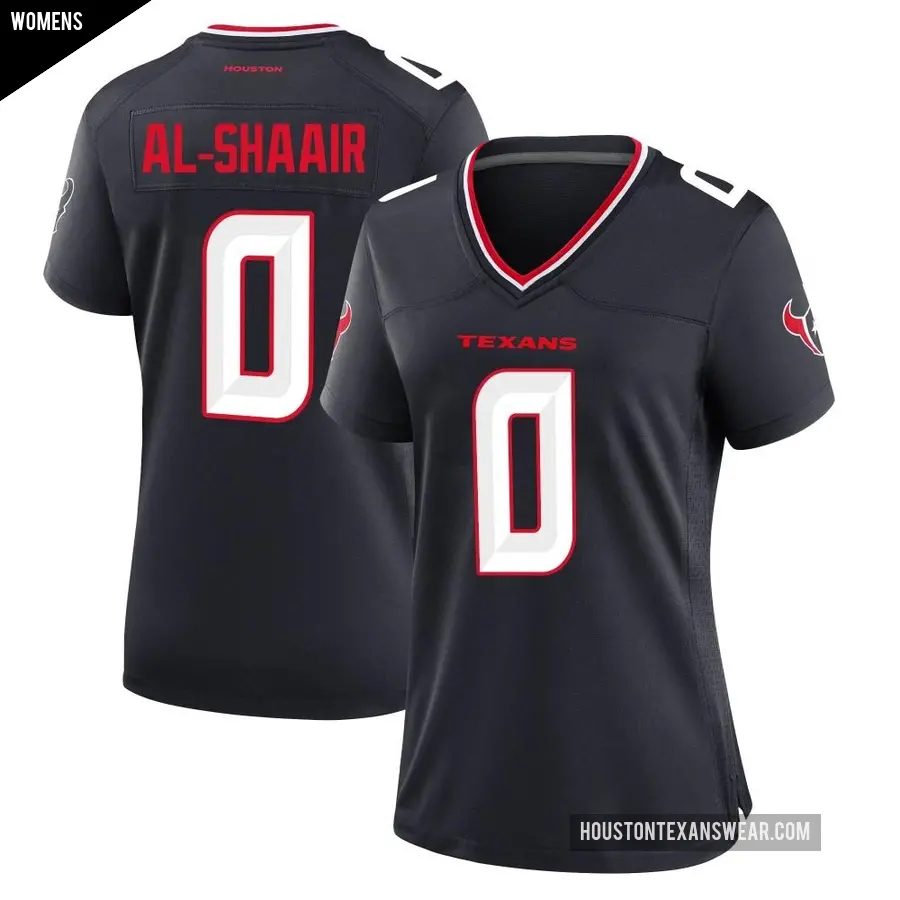 Women's Houston Texans ＃0 Azeez Al-Shaair Navy Game Team Jersey