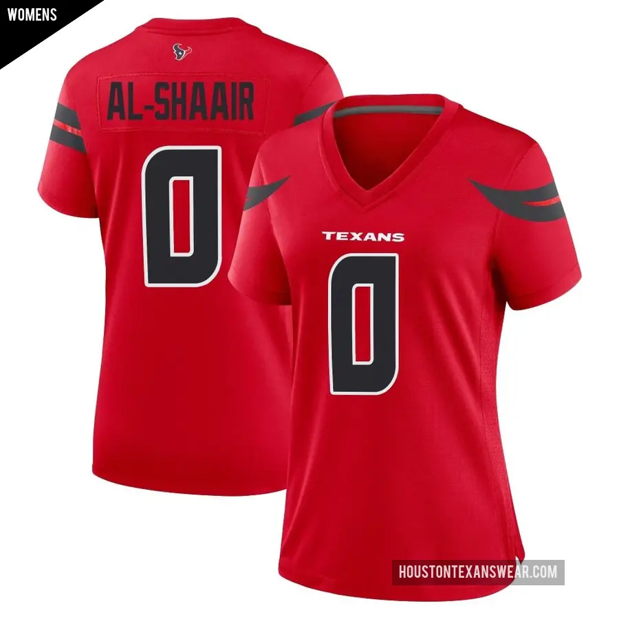 Women's Houston Texans ＃0 Azeez Al-Shaair Red Game Alternate Jersey