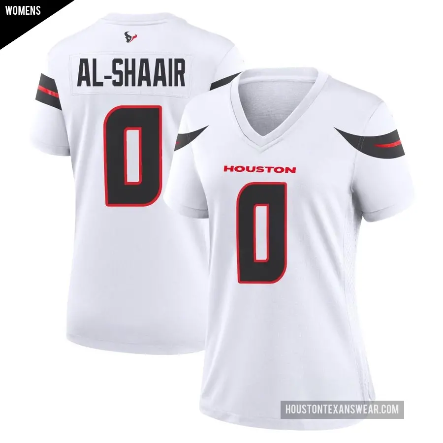 Women's Houston Texans ＃0 Azeez Al-Shaair White Game Jersey