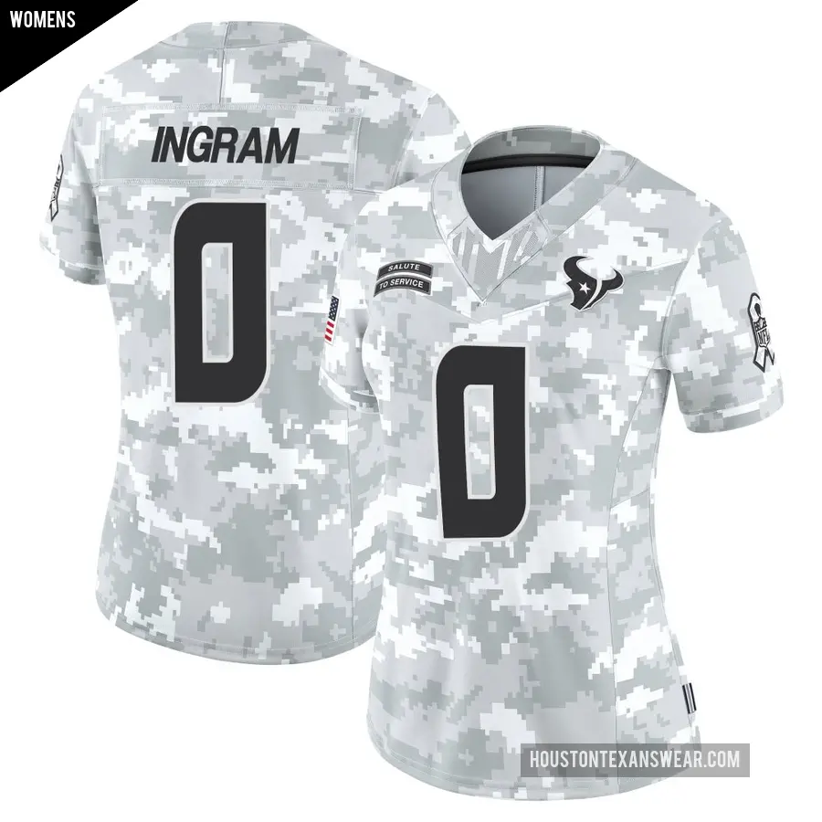 Women's Houston Texans ＃0 Ed Ingram Arctic Camo Limited 2024 Salute to Service Jersey