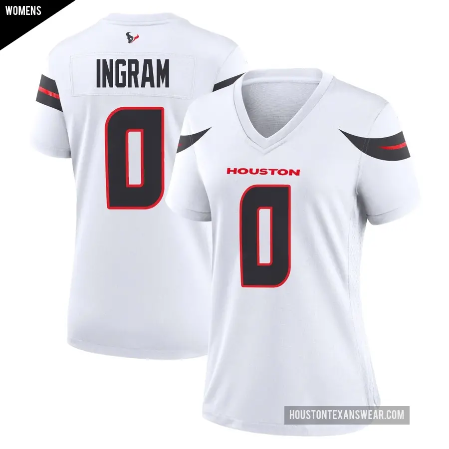 Women's Houston Texans ＃0 Ed Ingram White Game Jersey