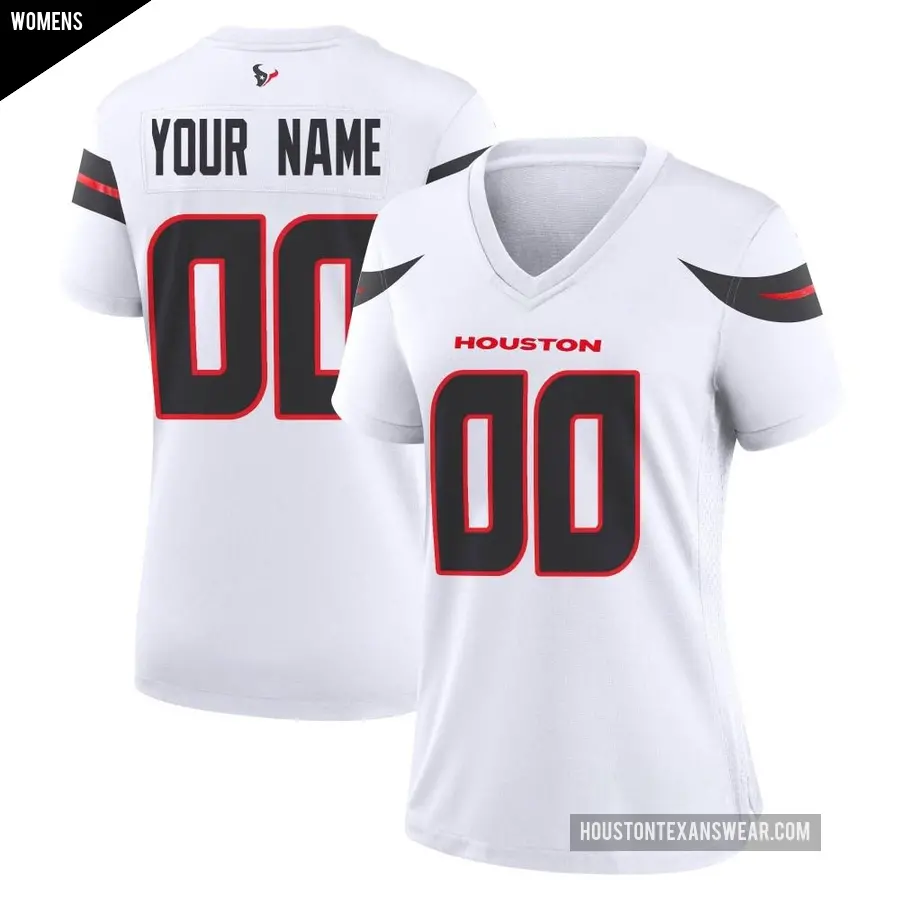 Women's Houston Texans ＃00 Custom White Game Jersey
