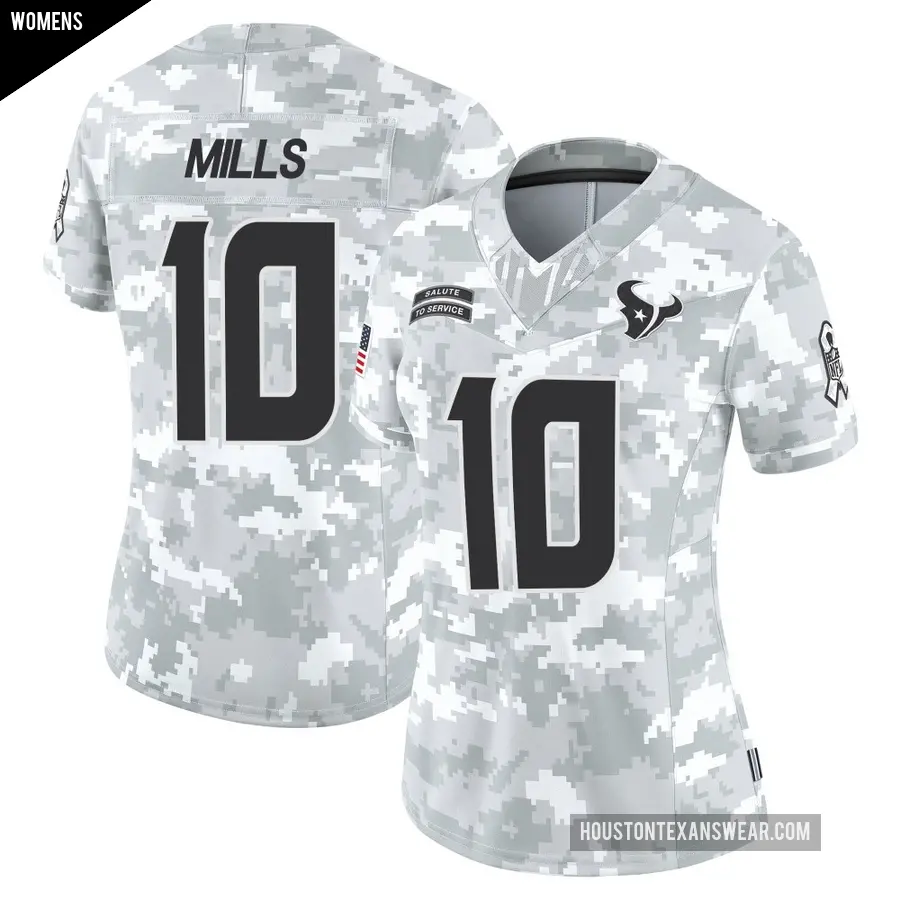 Women's Houston Texans ＃10 Davis Mills Arctic Camo Limited 2024 Salute to Service Jersey