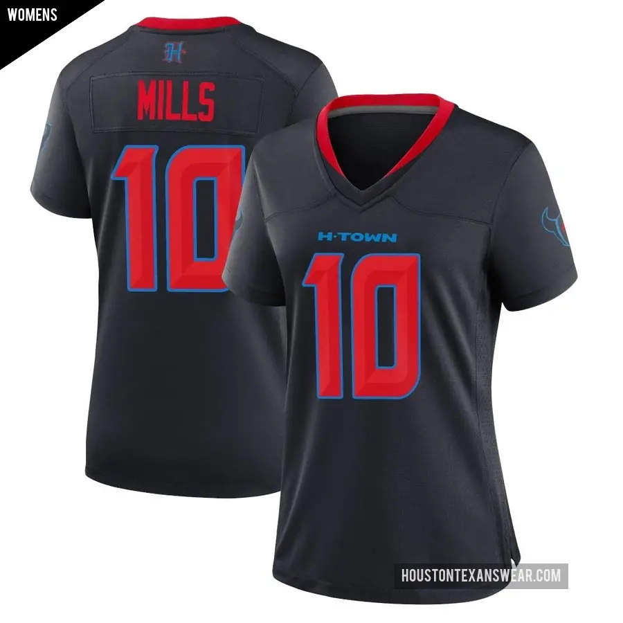 Women's Houston Texans ＃10 Davis Mills Navy Game 2nd Alternate Jersey