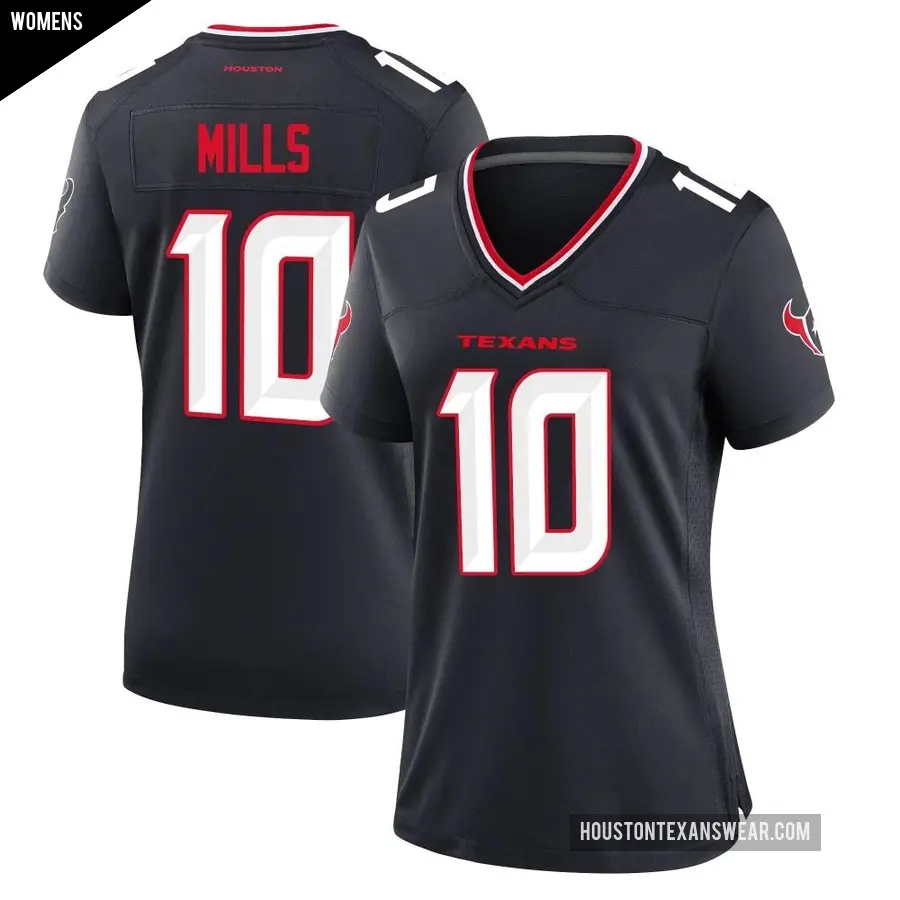 Women's Houston Texans ＃10 Davis Mills Navy Game Team Jersey