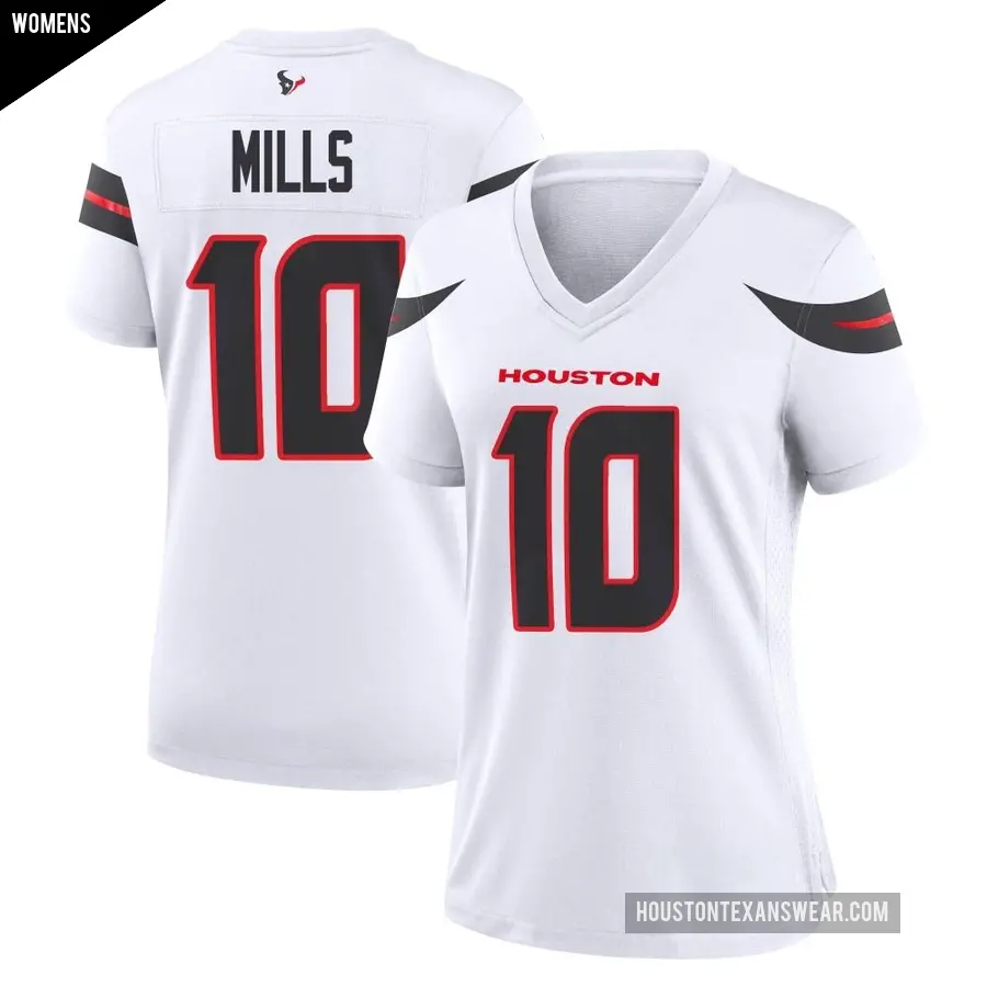 Women's Houston Texans ＃10 Davis Mills White Game Jersey