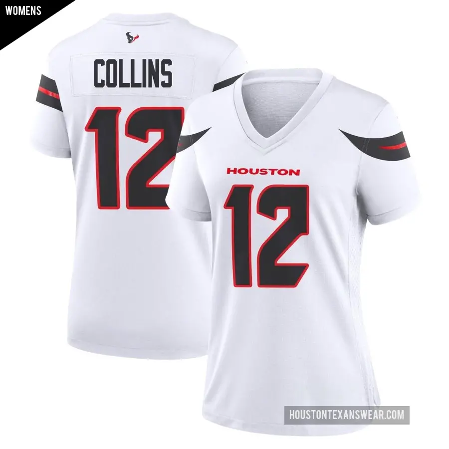 Women's Houston Texans ＃12 Nico Collins White Game Jersey