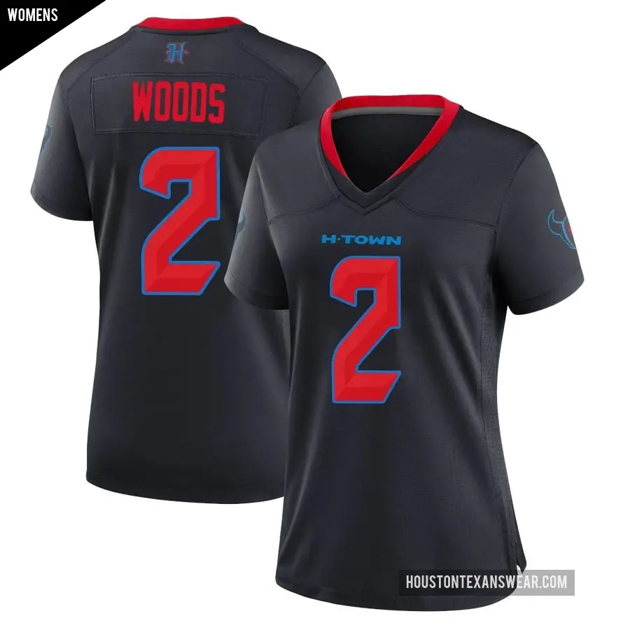 Women's Houston Texans ＃2 Robert Woods Navy Game 2nd Alternate Jersey