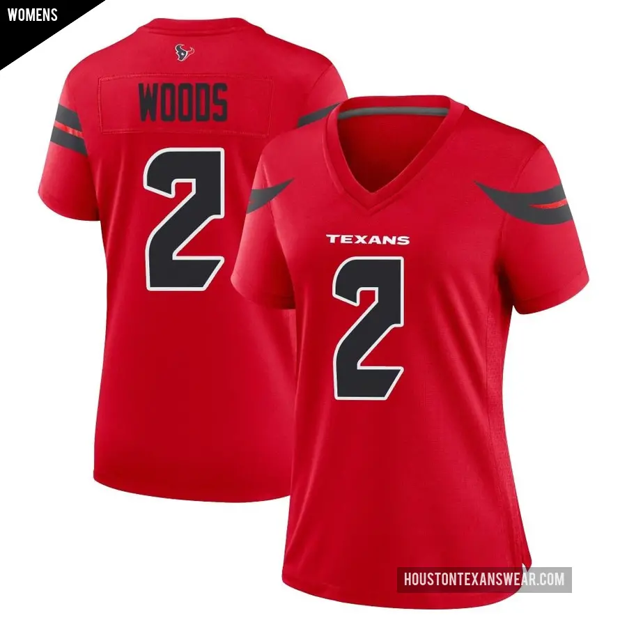Women's Houston Texans ＃2 Robert Woods Red Game Alternate Jersey