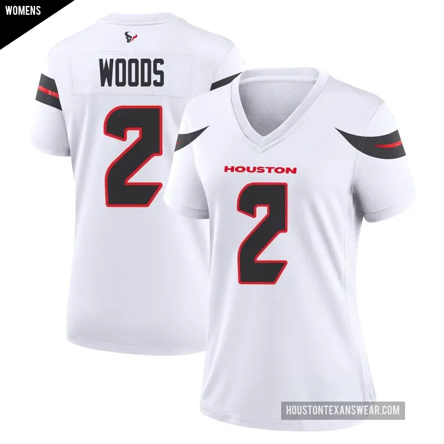 Women's Houston Texans ＃2 Robert Woods White Game Jersey
