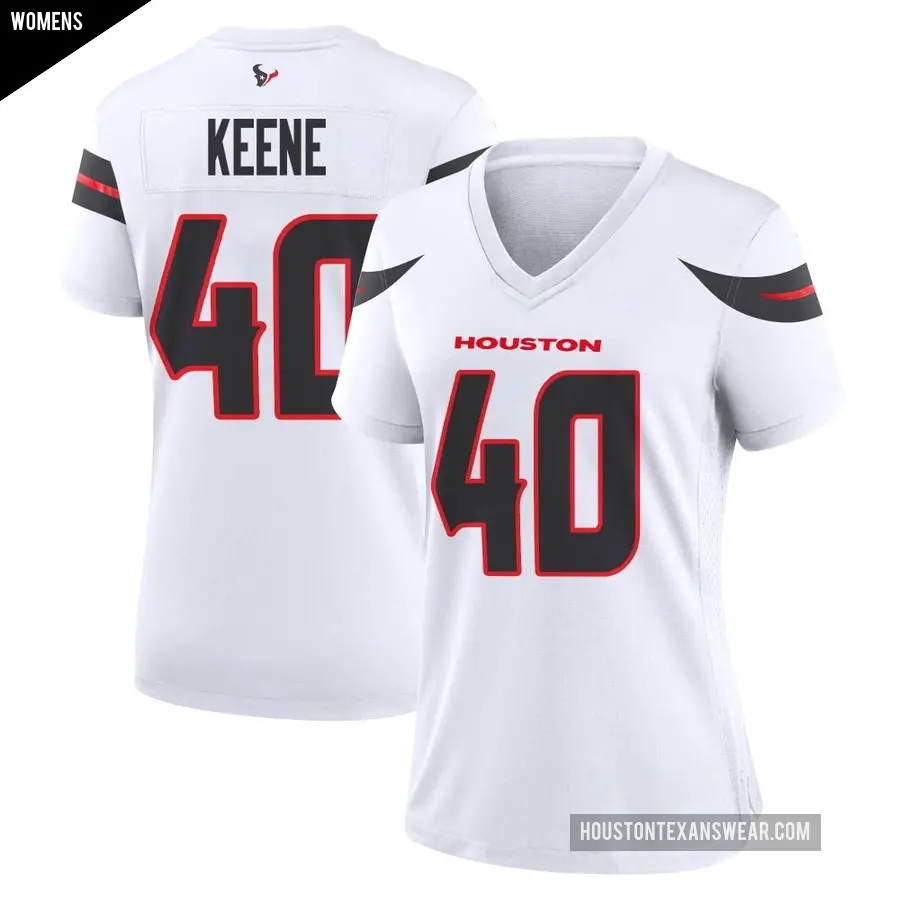 Women's Houston Texans ＃40 Dalton Keene White Game Jersey