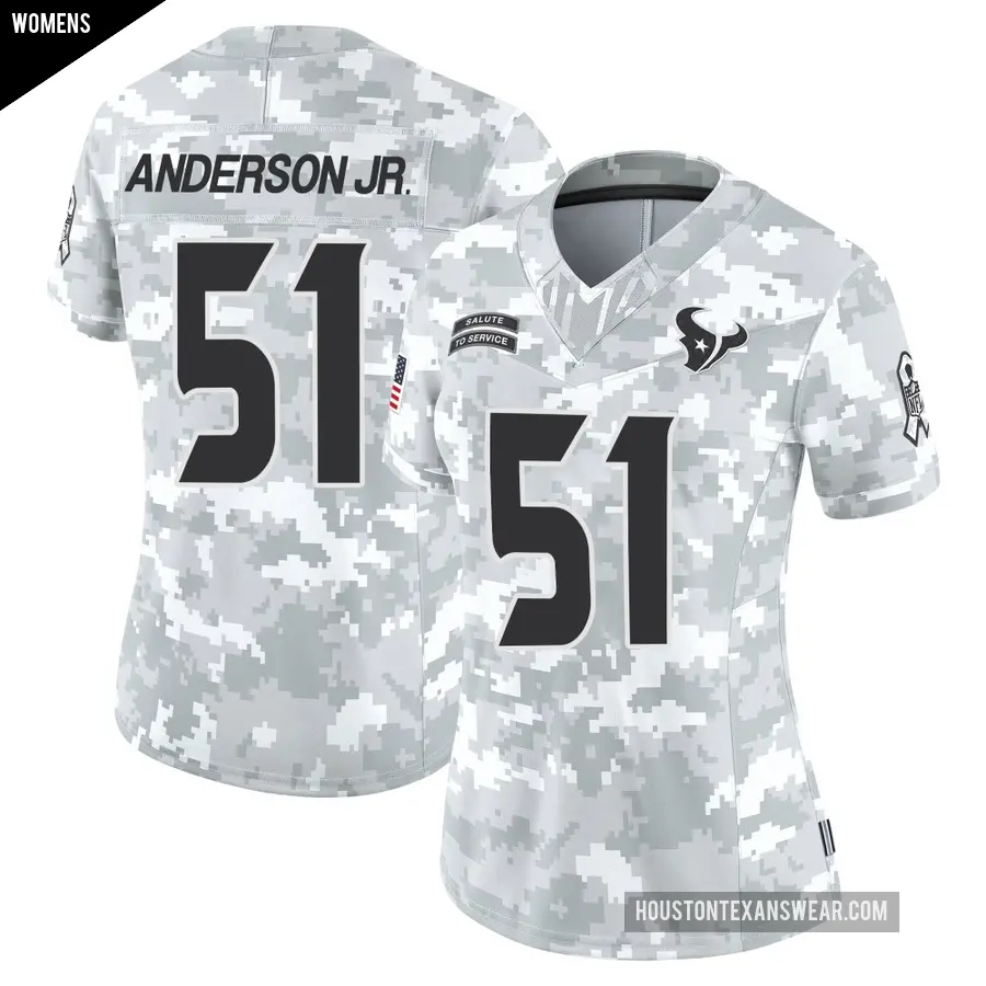 Women's Houston Texans ＃51 Will Anderson Jr. Arctic Camo Limited 2024 Salute to Service Jersey