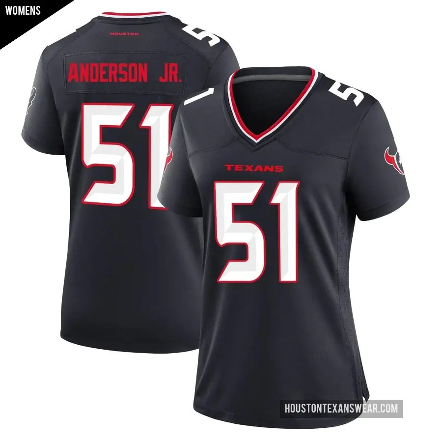 Women's Houston Texans ＃51 Will Anderson Jr. Navy Game Team Jersey