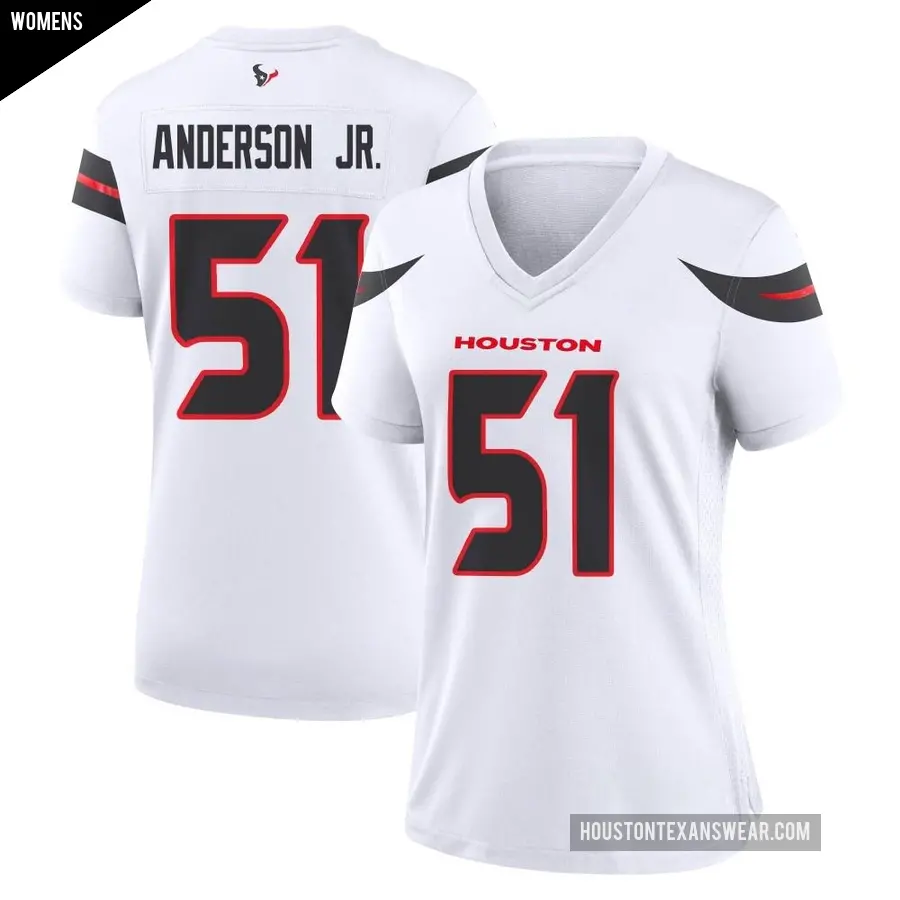 Women's Houston Texans ＃51 Will Anderson Jr. White Game Jersey