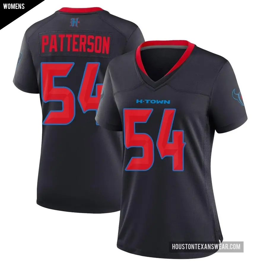 Women's Houston Texans ＃54 Jarrett Patterson Navy Game 2nd Alternate Jersey