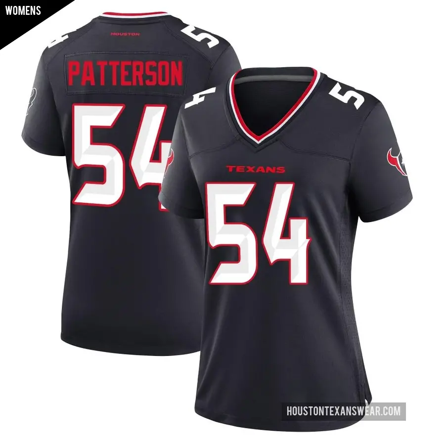 Women's Houston Texans ＃54 Jarrett Patterson Navy Game Team Jersey