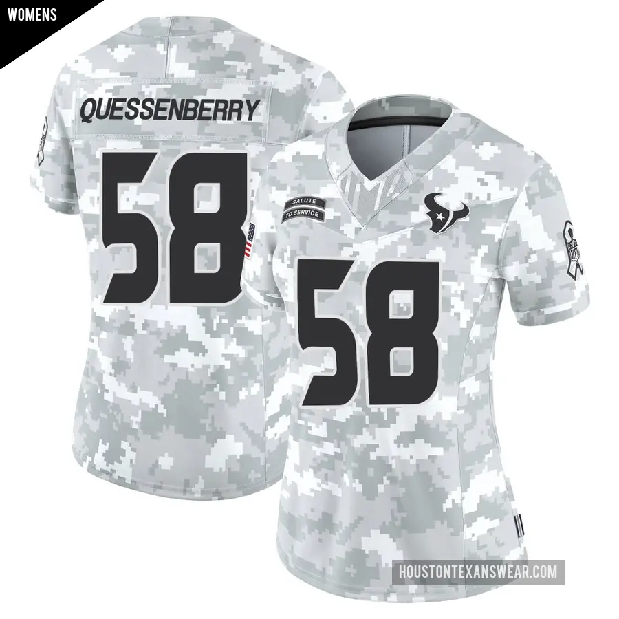Women's Houston Texans ＃58 Scott Quessenberry Arctic Camo Limited 2024 Salute to Service Jersey