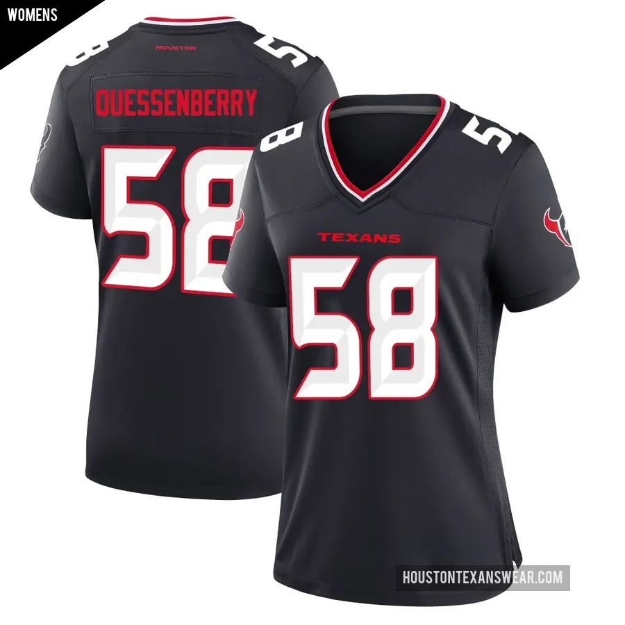 Women's Houston Texans ＃58 Scott Quessenberry Navy Game Team Jersey