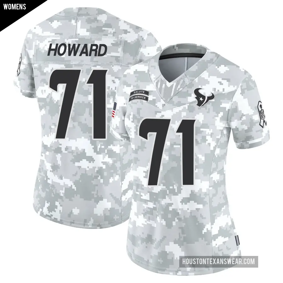 Women's Houston Texans ＃71 Tytus Howard Arctic Camo Limited 2024 Salute to Service Jersey