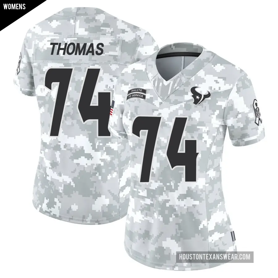 Women's Houston Texans ＃74 Zach Thomas Arctic Camo Limited 2024 Salute to Service Jersey