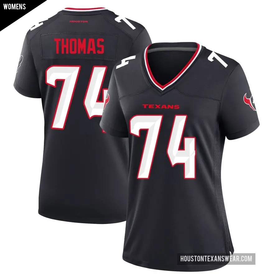 Women's Houston Texans ＃74 Zach Thomas Navy Game Team Jersey