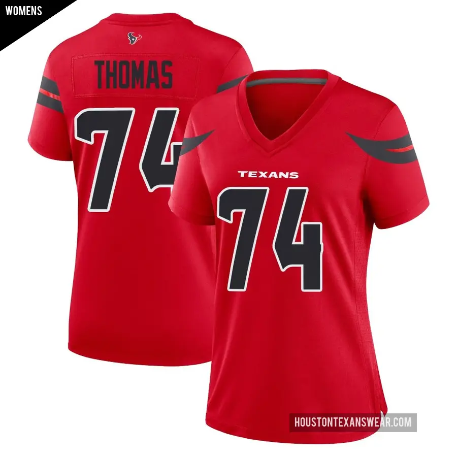 Women's Houston Texans ＃74 Zach Thomas Red Game Alternate Jersey