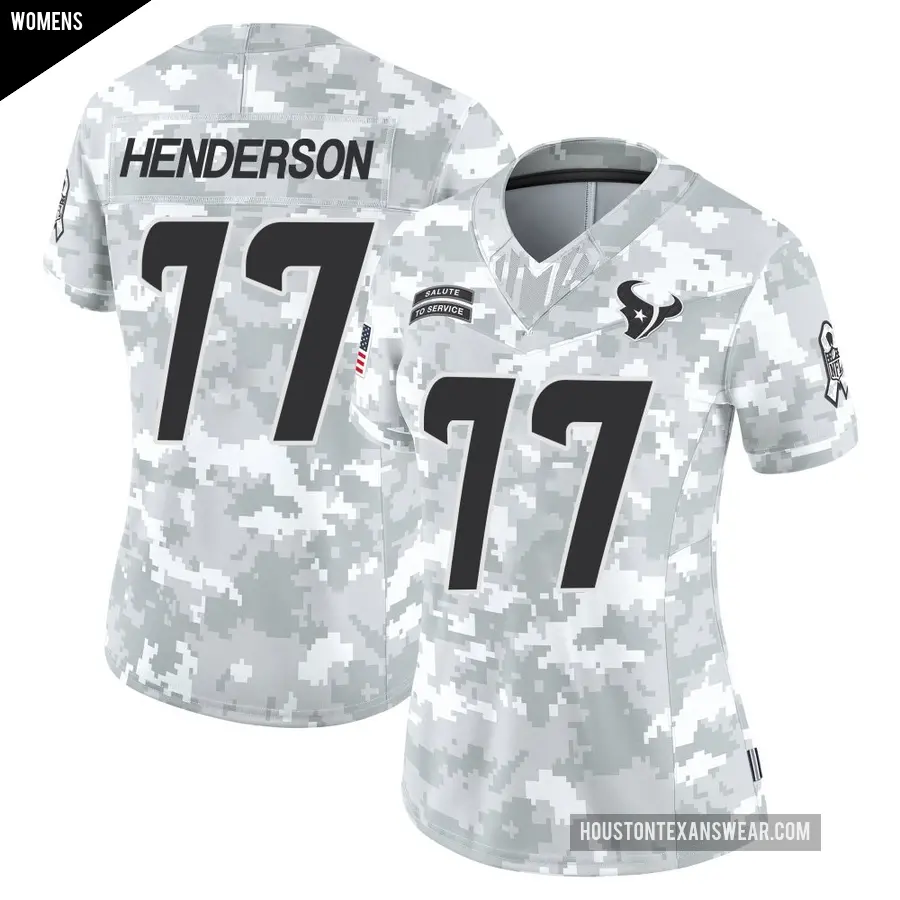 Women's Houston Texans ＃77 LaDarius Henderson Arctic Camo Limited 2024 Salute to Service Jersey