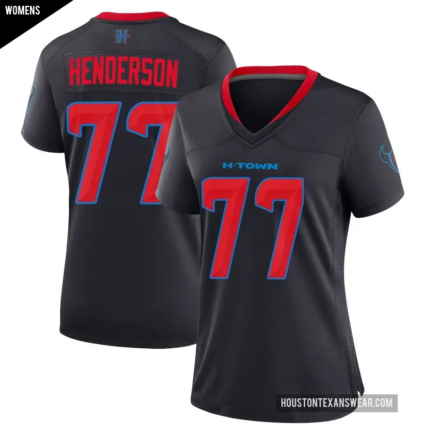 Women's Houston Texans ＃77 LaDarius Henderson Navy Game 2nd Alternate Jersey