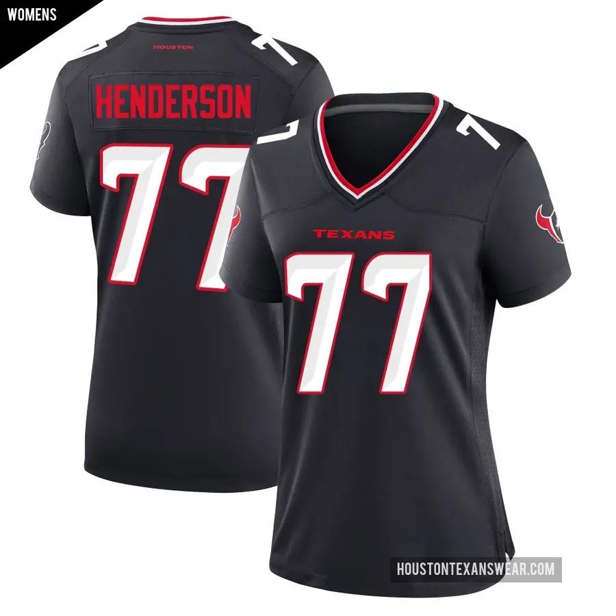 Women's Houston Texans ＃77 LaDarius Henderson Navy Game Team Jersey