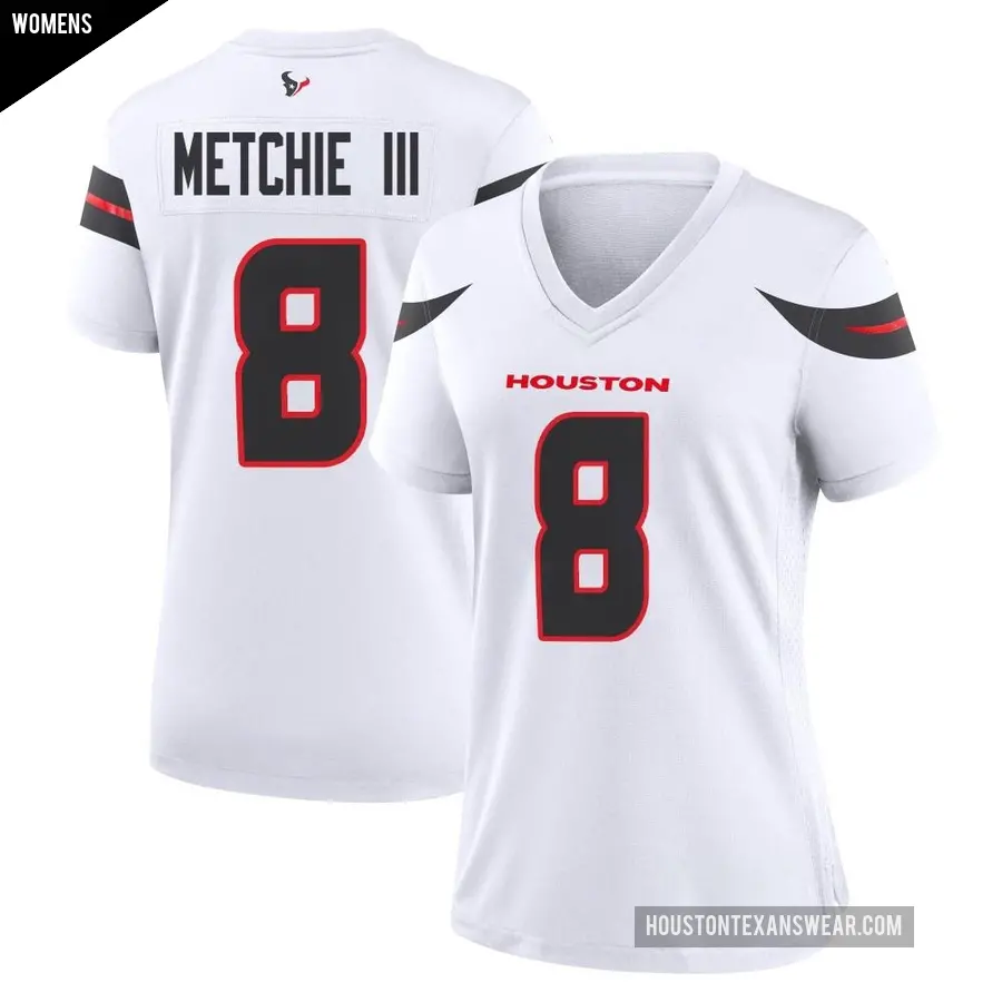 Women's Houston Texans ＃8 John Metchie III White Game Jersey