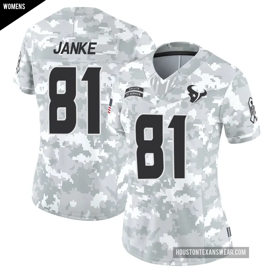 Women's Houston Texans ＃81 Jaxon Janke Arctic Camo Limited 2024 Salute to Service Jersey