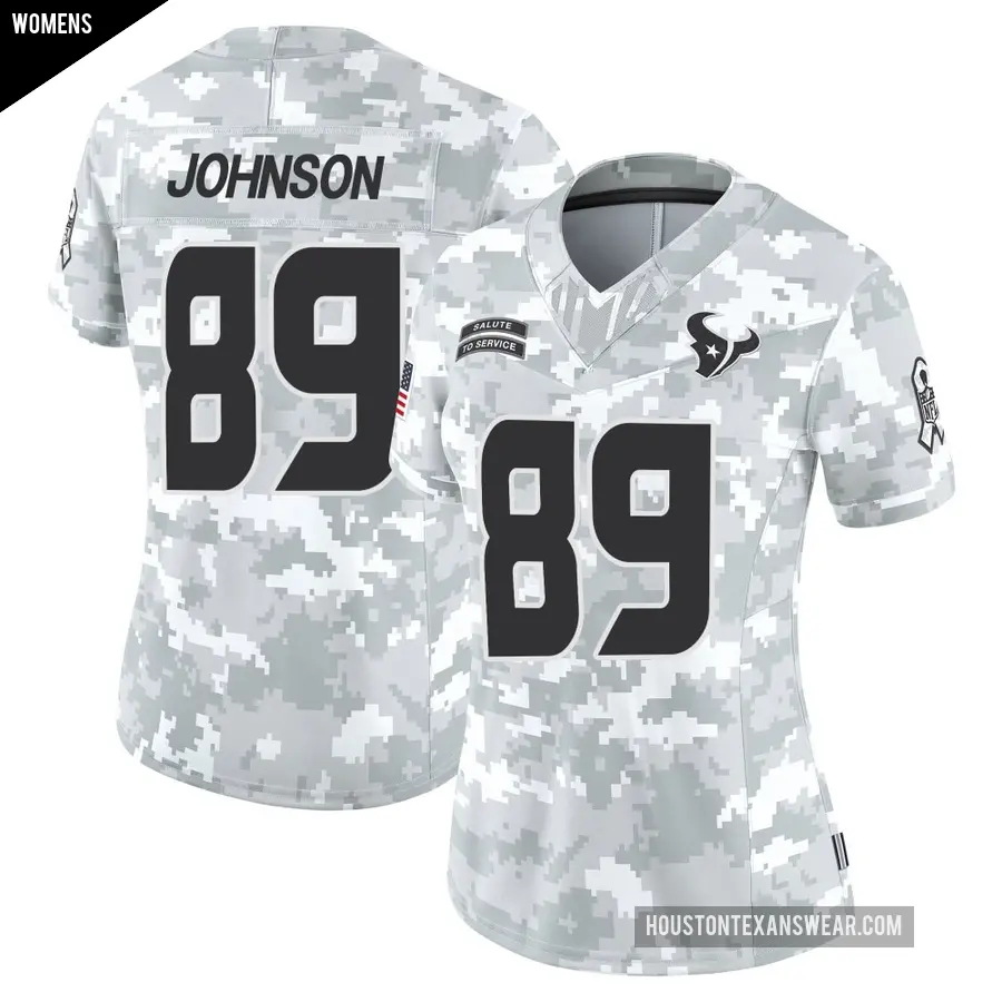 Women's Houston Texans ＃89 Xavier Johnson Arctic Camo Limited 2024 Salute to Service Jersey