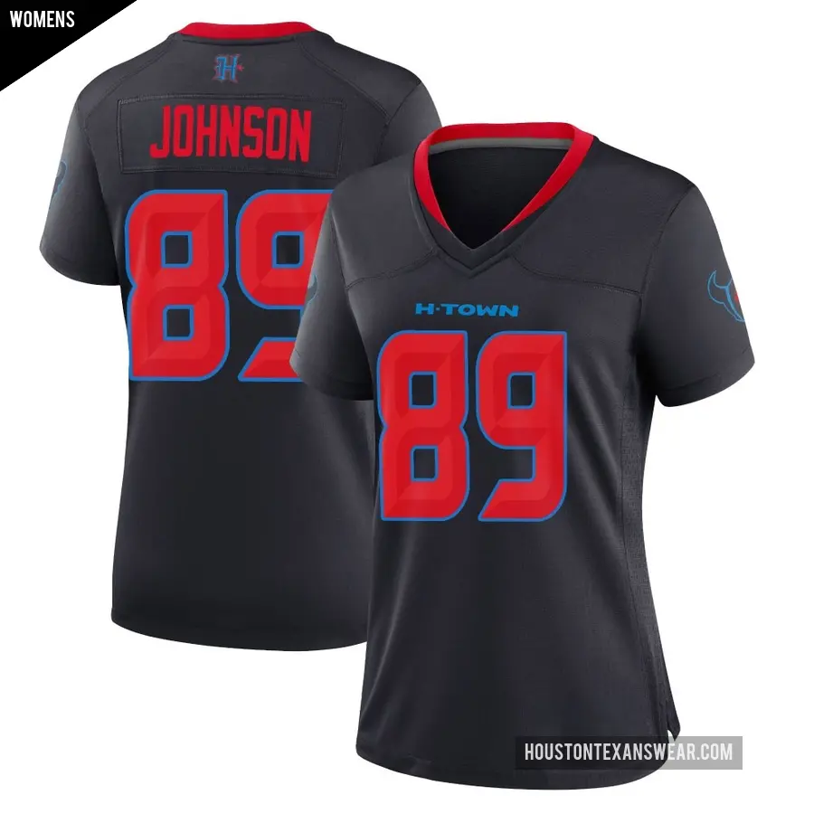 Women's Houston Texans ＃89 Xavier Johnson Navy Game 2nd Alternate Jersey