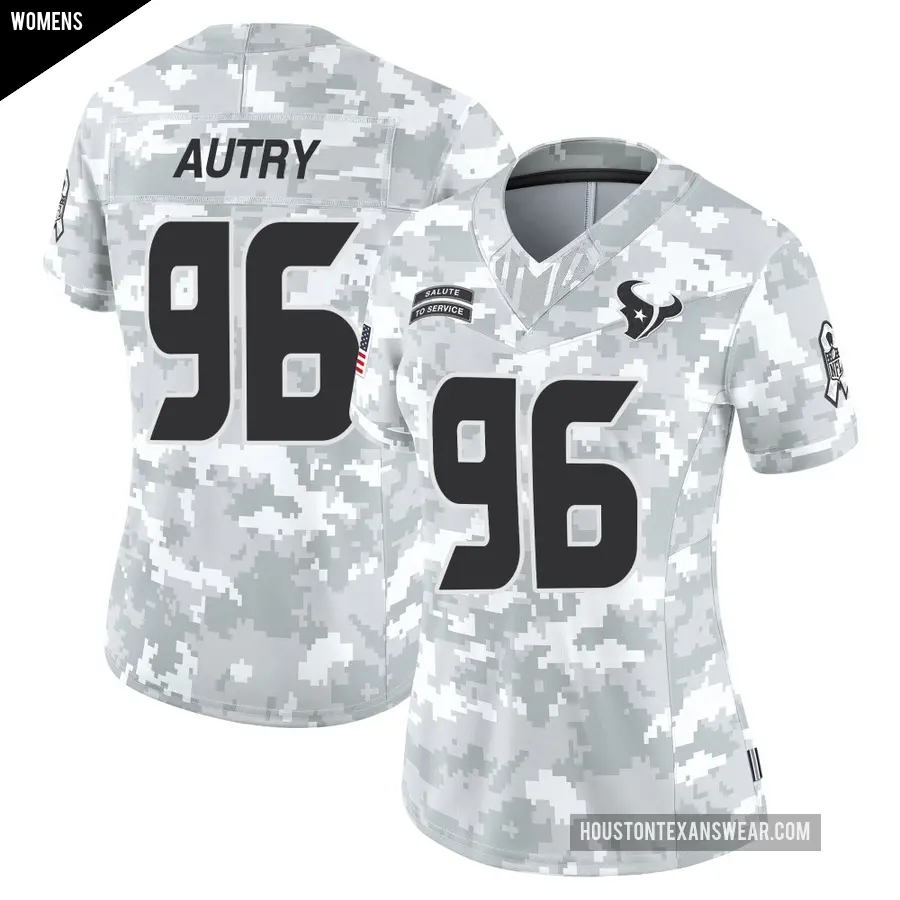 Women's Houston Texans ＃96 Denico Autry Arctic Camo Limited 2024 Salute to Service Jersey