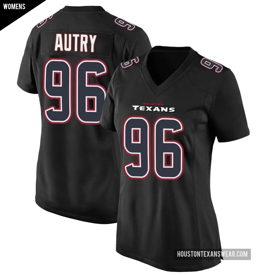 Women&#039;s Houston Texans &#65283;96 Denico Autry Black Game Fashion Jersey
