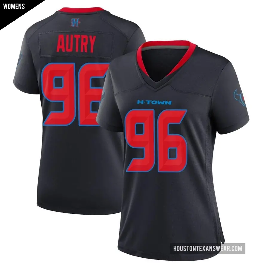 Women's Houston Texans ＃96 Denico Autry Navy Game 2nd Alternate Jersey